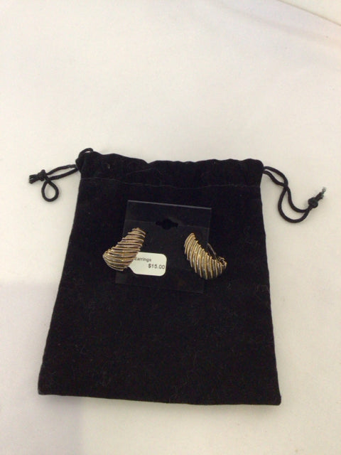 Gray/gold Hoops Earrings