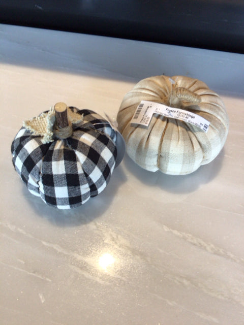 Halloween Black/White Stuffed Pumpkin Set of 2 Holiday Item