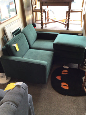 Burrow Love Seat Velvet Green Sectional Sofa DVL2AUYX