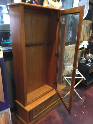 Light Wood Wood/Glass Gun Locking Cabinet