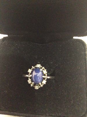 Silver Blue Star Blue Gem Ring