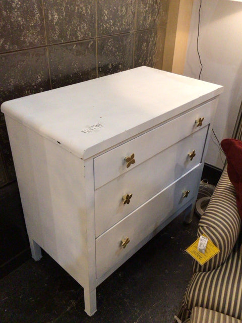 Vintage Metal 3 Drawers White Dresser/Chest
