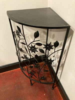 Corner Metal Flowers Black Table