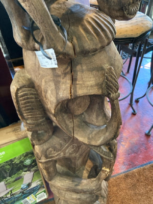 Ethnic Brown Wood Faces As Is Statue