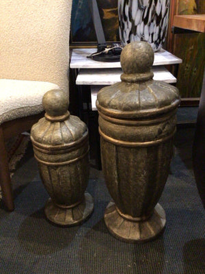 Oversized Antiqued Gold Plaster Weathered Urn