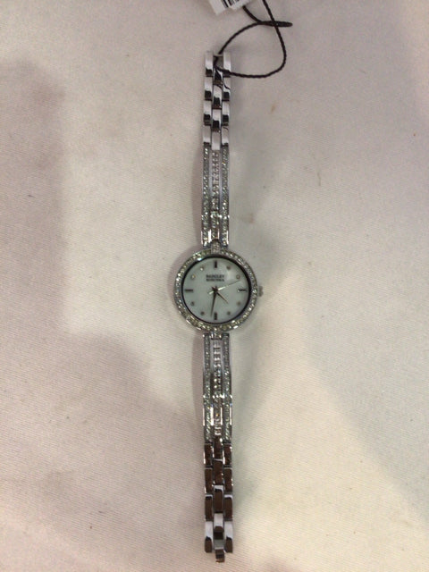 Badgley Mischka Water Silver Metal Crystal Watch