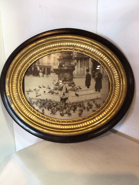 Vintage Black/White Girl Fountain Framed Art