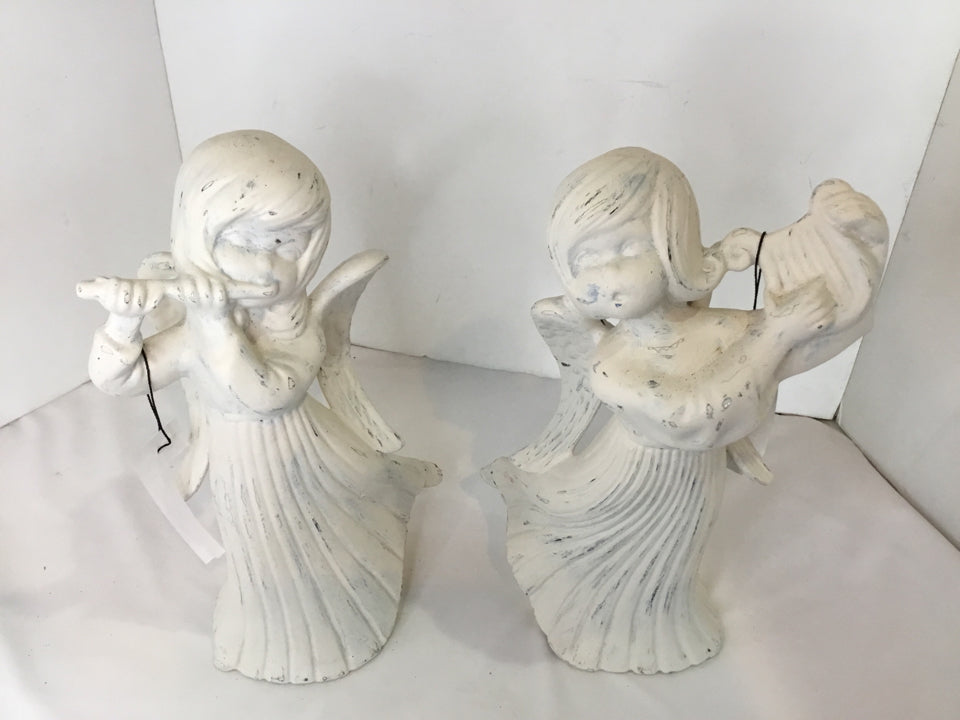 Statue White Ceramic Pair Angel Holiday Item