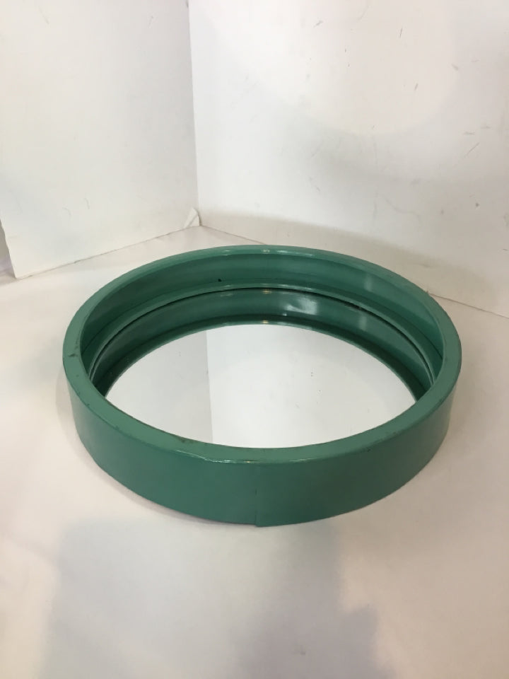 Round Teal Metal Mirrored Tray