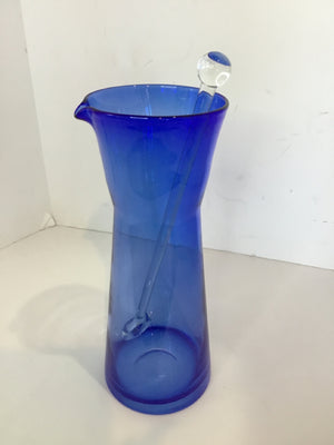 Martini Blue Glass Pitcher