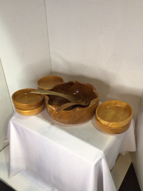 Vintage Wood 9 Piece Bowl Set