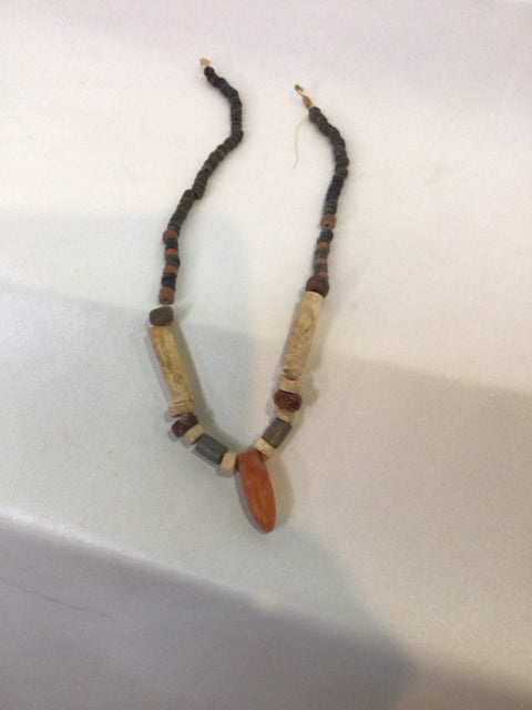 Bone Brown/Grey Stone Necklace