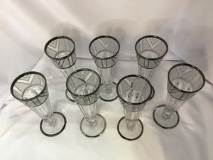 Art Deco Clear/Silver Set of 7 Glasses