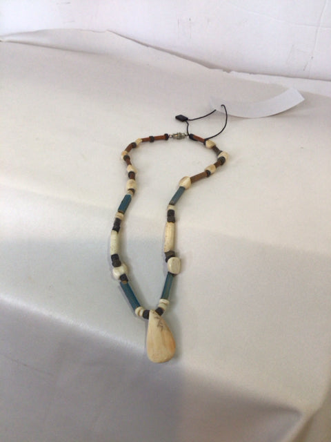 Bone Ivory/Brown Beads Necklace