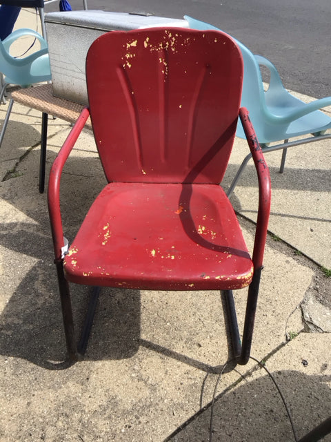 Warmack Vintage Metal Outdoor/Outside As Is Red Chair