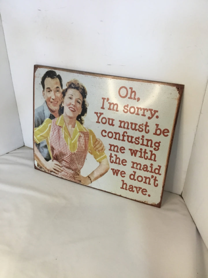 Retro Cream Metal People Sign