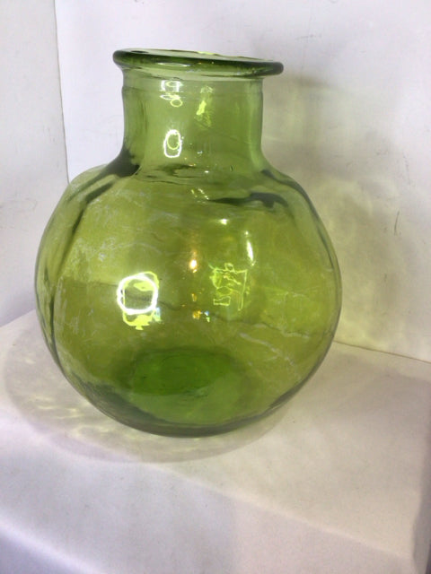 Bottle Green Glass Round Vase