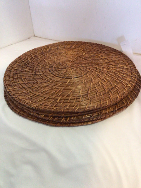 Bohemian Brown Wicker Set of 4 Round Placemats