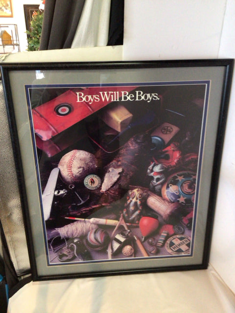 Multi-Color Toys Boy Framed Art
