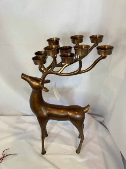 Candelabra Brown Brass Deer Holiday Item