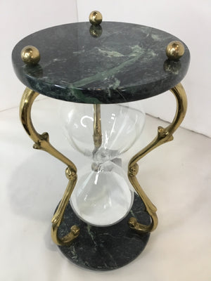 Gold/Green Marble & Metal Hourglass