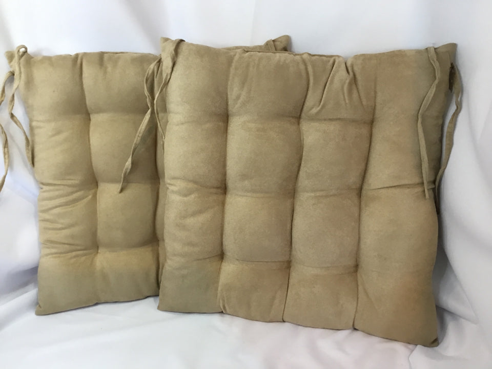 Chair Tan Ultrasuede Pair Tufted Cushion