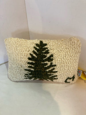 Chandler4 Corners Christmas Cream/Green Wool Pillow Christmas Tree Holiday Item