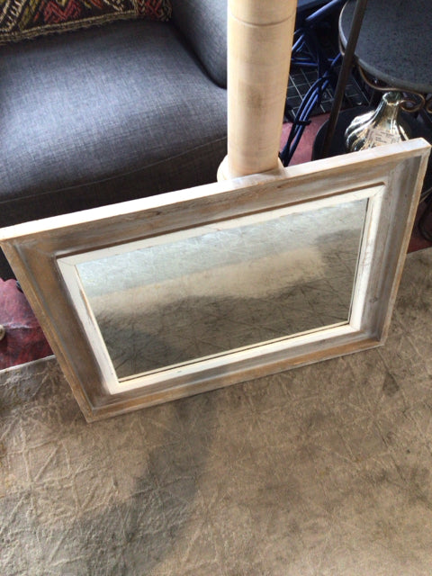 Rustic Natural/White Wood Mirror
