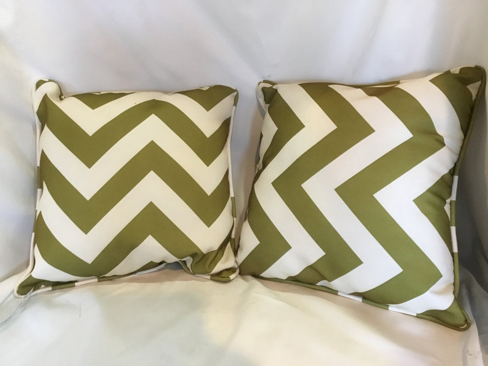 Outdoor/Outside Green/White Polyester Pair Pillow Set