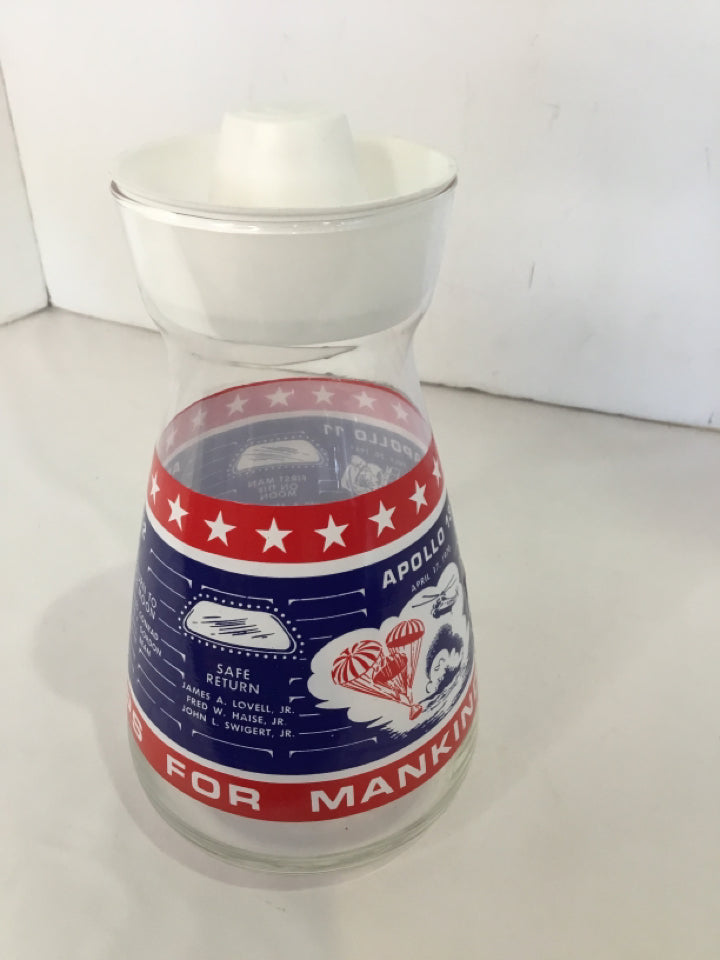 Red,White,Blue Glass Carafe