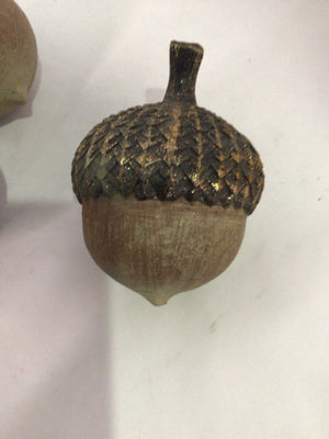 Set of 3 Brown/Gold Acorn Ball