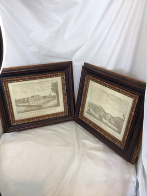 Etched Sepia Buildings Framed Art