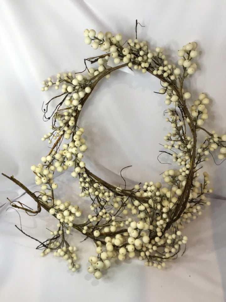 Garland White Grapevine Berries Holiday Item