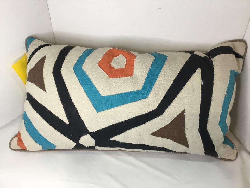Modern White/Blue Geometric Pillow