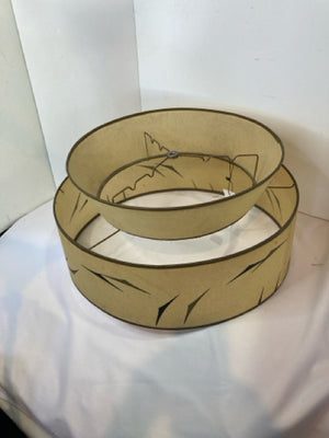 1950's Tan/Black Fiberglass Tiered Lamp Shade