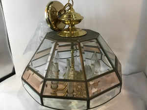 Clear/Gold Metal/Glass Octagon Chandelier