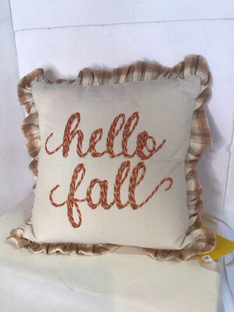 Fall Cream/Orange Hello Pillow