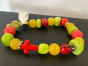 Glass Red/Green Ladybug Jade Bracelet