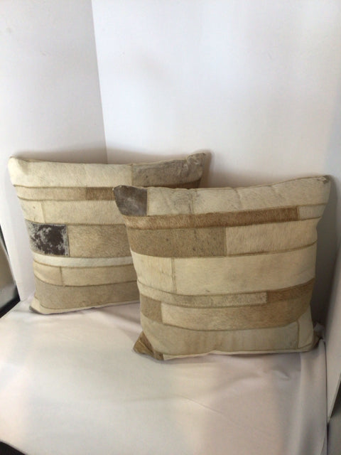 Brown/Cream Cowhide Pair Pillow Set