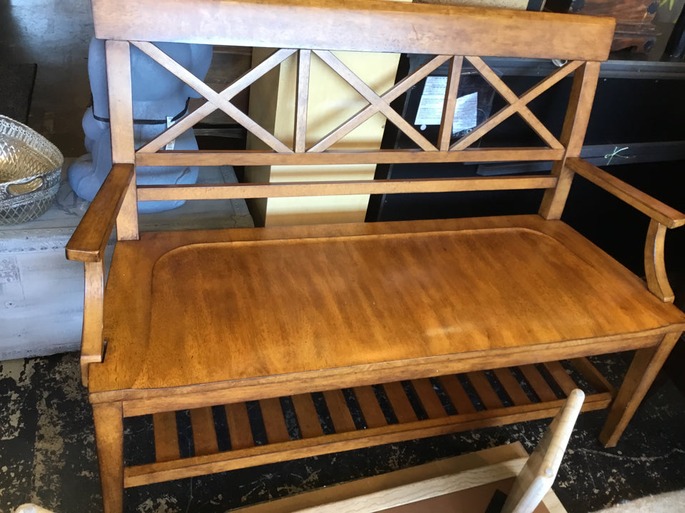 Ethan Allen Traditional Wood Brown Bench