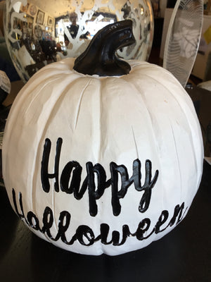 Halloween White Resin Pumpkin Holiday Item