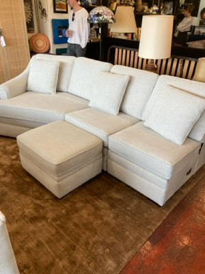 Ashley 6 Piece Polyester w/Ottoman Cream/Gray Sectional Sofa