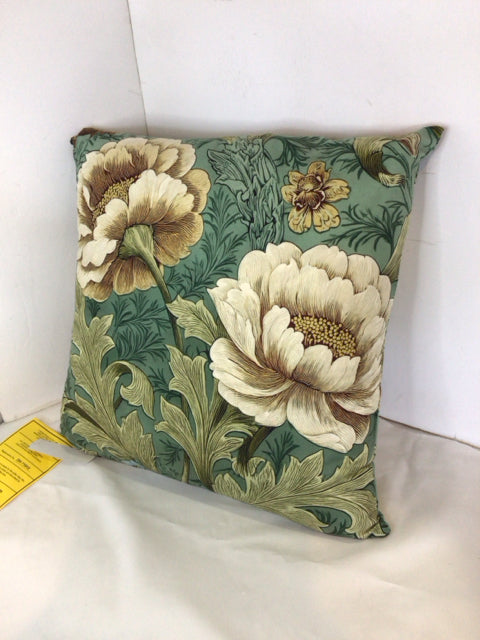 Green/Cream Velour Down Flower Pillow
