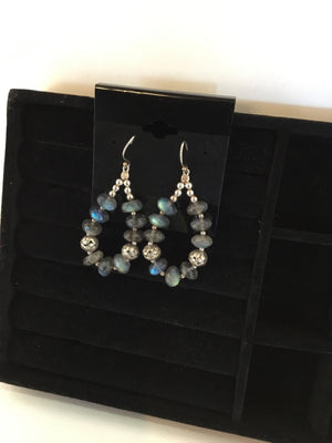 Green/Silver Beads Earrings