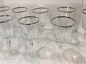 Traditional Platinum Trim Cut Crystal Set of 10 Glasses