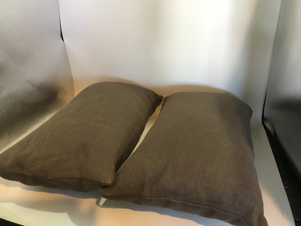 Pair Gray Down Linen Pillow Set