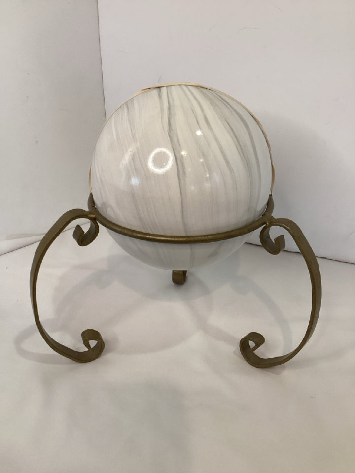 Gold/White Metal/Ceramic Sphere On Stand Ball