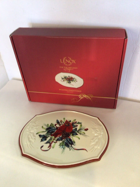 Lenox Trivet Cream/Green China Winter Gathering Holiday Item