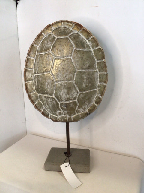 Tan Metal Turtle Statue