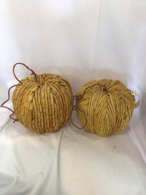 Pair Natural Rafia Pumpkin Holiday Item